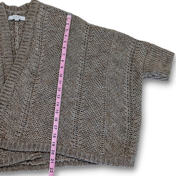 LOFT Open, Drapey Front Cardigan Chunky Knit Sweater Brown M - Picture 7 of 8